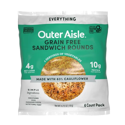 Miniatura 10 de Outer Aisle Pan de coliflor Pan de sándwich de coliflor "Original" Keto, sin gluten, bajo en carbohidratos, paquete de 5, 30 delgadas, original
