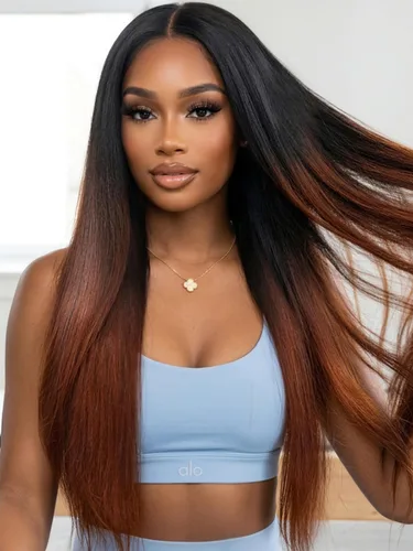 Miniatura 39 de KLAIYI Peluca de cabello humano con encaje frontal precortada 7x5, corte Bob en capas, corte romo, cordón sin pegamento, peluca predepilada