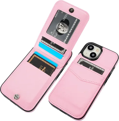 Miniatura 13 de KIHUWEY Compatible con funda tipo cartera con tapa para 15 con soporte para tarjetas de crédito, cierre magnético de cuero premium con función