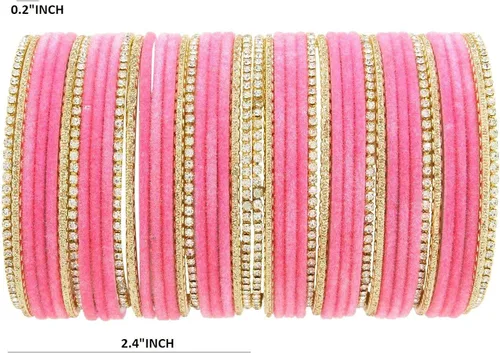 Miniatura 4 de Efulgenz Indian Bangle Set Rhinestone CZ Crystal Wedding Bridal Velvet Bangle Bracelets Jewelry for Women Girls