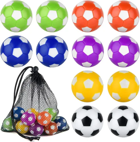 Miniatura 9 de Coopay 12 pelotas de futbolín de 1.41 pulgadas (1.417 in), pelotas de repuesto de fútbol de mesa, multicolor, oficiales, con una bolsa de cordón