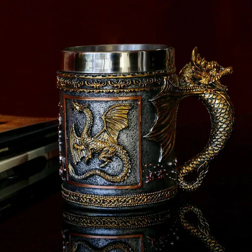 Miniatura 12 de alikiki Medieval DND Dragon Beer Mug - 20 FL oz Dragon Game Mug Stainless Tankard Dungeons and Dragons Gifts for Men GOT Lovers Collector