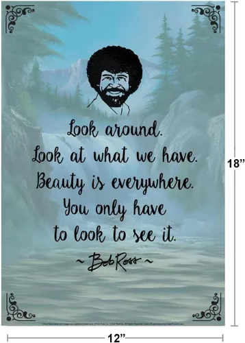 Miniatura 3 de Bob Ross Mira Alrededor La Belleza Está En Todas Partes Pintura Cita Motivacional Inspiradora Famosa Arte de Pared Impresión Cartel Fresco 12x18