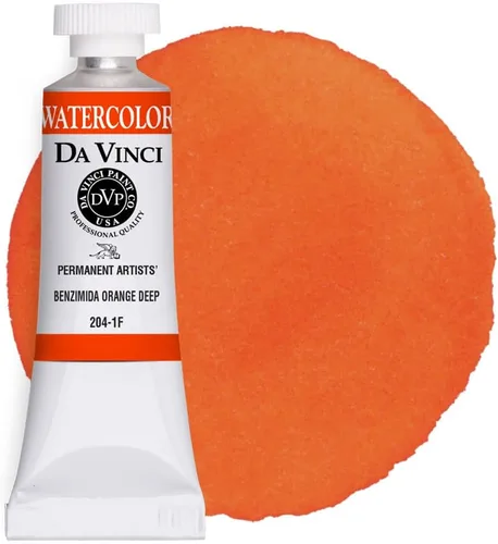 DA VINCI PAINTS Pintura Acuarela Profesional para Artistas, Naranja Benzimida Profunda, 15mL Benzimida Naranja Profundo