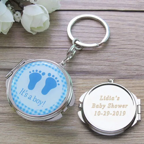 Miniatura 6 de 12 llaveros personalizados para baby shower con diseño de huella de bebé, regalo de grabado personalizado