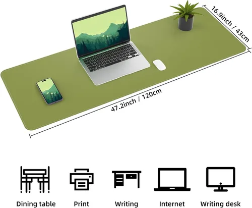 Miniatura 2 de Protector de escritorio de cuero, alfombrilla de escritorio grande con corcho natural y cuero PU, alfombrilla para mouse, alfombrilla de escritorio