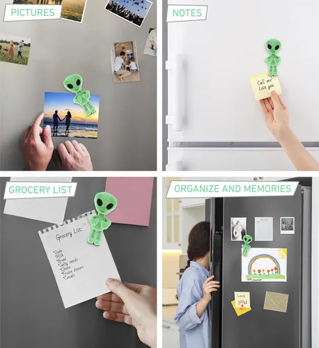 Miniatura 3 de DolliBu Alien Plush - Imán para refrigerador de 4 pulgadas – Imán de peluche de alienígena esponjoso, divertido y lindo imán espacial para nevera