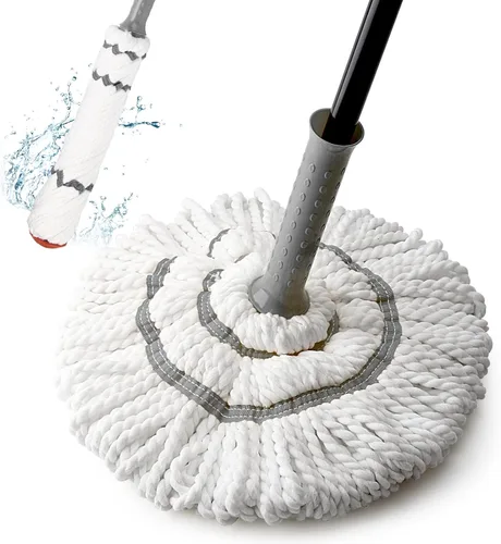 Miniatura 9 de KeFanta Trapeador autoescurridor para limpieza de suelos, fregona de microfibra con mango largo de 57 pulgadas, fácil de escurrir para cocina