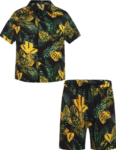 Miniatura 3 de COOFANDY Conjunto de camisa hawaiana y pantalones cortos a juego para la familia, conjunto de blusa floral para hombre y mujer