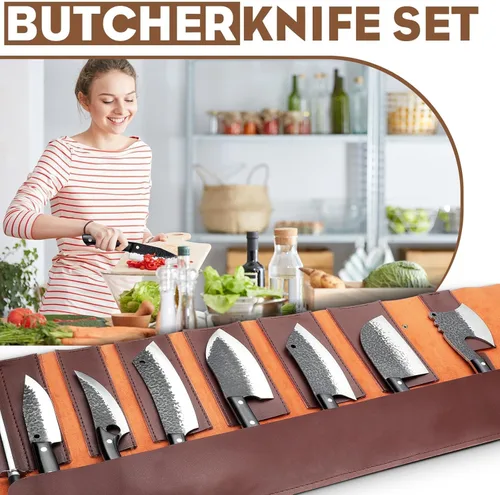 Miniatura 2 de Golden Bird Juego de cuchillos de carnicero – Juego de 13 cuchillos de chef forjados a mano para cocina, juegos de cuchillos japoneses afilados