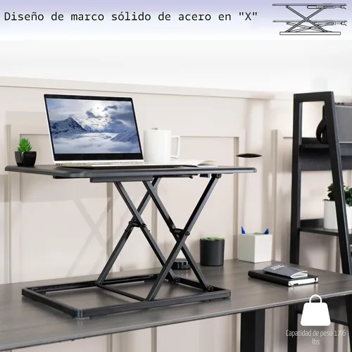 Miniatura 4 de VIVO Desk-V001J - Elevador de escritorio de pie ajustable en altura superior, ultra delgado, convertidor de escritorio compacto para monitor o Negro