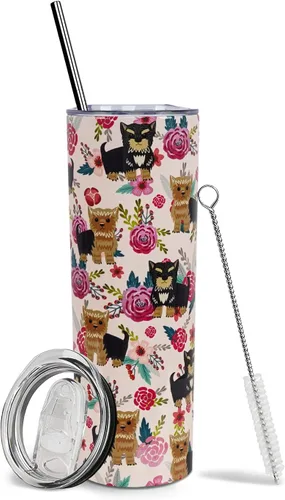 Miniatura 42 de Dachshund - Vaso de viaje aislado de acero inoxidable de 20 onzas con asa y pajilla, regalo para mujer, para el Día de la Madre, a prueba de fugas