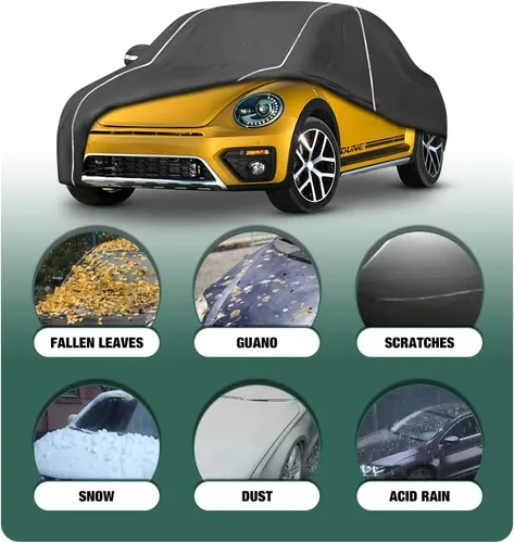 Miniatura 2 de Funda impermeable para automóvil compatible con Volkswagen New Beetle 1998-2024 para todo tipo de clima, 6 capas, cubierta completa para automóvil