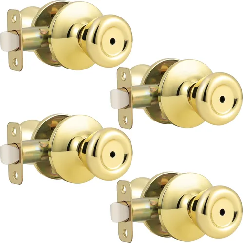 Miniatura 25 de GOBEKOR Paquete de 1 perillas para puerta de paso, pomos interiores de latón pulido sin llave, pomos de puerta de armario, pasillo, pomo de paso