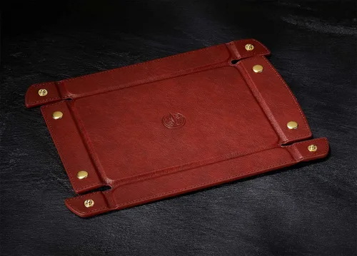 Miniatura 5 de OARIE Bandeja de joyería de tamaño pequeño, bandeja de valet vintage, bandeja de cuero sintético para hombres, cartera para llaves, monedero