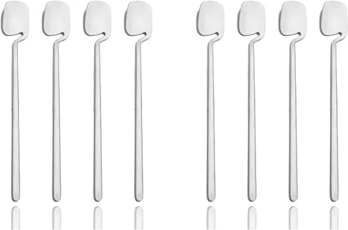 Miniatura 9 de JASHII 8 cucharas de mango largo para colgar, cuchara de té helado, cuchara de café, cucharas agitadoras de acero inoxidable 304 para té, postre