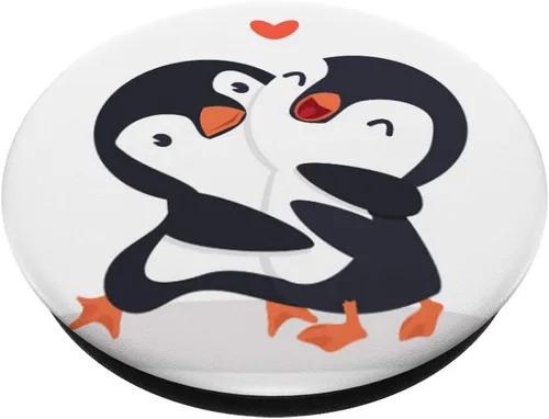 Miniatura 2 de Bonita idea de regalo de pingüino para sus PopSockets agarre y soporte para teléfonos y tabletas, Negro