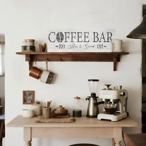 Miniatura 4 de Letrero de café Rise & Grind, arte de impresiones en lienzo inspiracional para decoración de cocina, casa de campo, estante, mostrador, bar