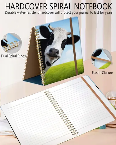 Miniatura 2 de Cuaderno de espiral A5, lindo cuaderno para mujeres y hombres, cuaderno de tapa dura con rayas universitarias para trabajo y toma de notas, 60
