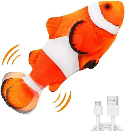 Miniatura 9 de QIAONIUNIU Juguetes de peluche interactivos de peces móviles eléctricos