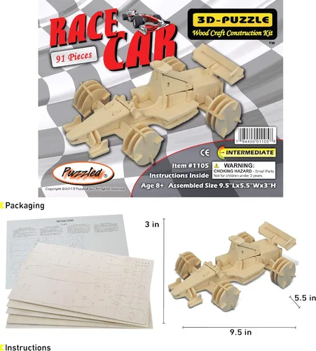 Miniatura 2 de Puzzled Rompecabezas de madera natural 3D Fórmula 1 (91 piezas)