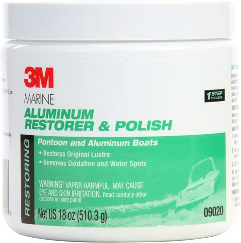 3M Restaurador y Pulidor de Aluminio Marino, 09020, 18 oz, para Detallado Marino, Elimina la Oxidación Severa y el Deslustre, 1 Tubo