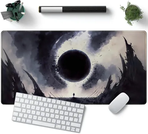 Miniatura 22 de Tapete de Escritorio Verde XL Gato Lindo Planta Genial Almohadilla de Escritorio Tapete de Teclado Kawaii Gato Negro Flor Mousepad Tapete de B-cat
