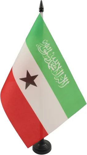 Miniatura 127 de AZ FLAG Sierra Leone Bandera de mesa 5'' x 8'' - Bandera de escritorio de Sierra Leona 21 x 14 cm - Bastón y base de plástico negro