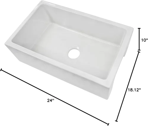Miniatura 8 de Zuhnë Ostia - Fregadero de cocina de arcilla refractaria blanca de 30 pulgadas, delantal reversible acanalado o liso, cuenco individual de 29 7/8 x