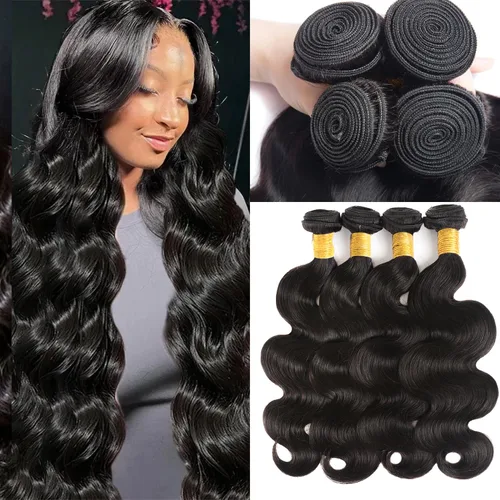 Miniatura 30 de 3 manojos de cabello humano 12A, ondulado, 100% sin procesar, cabello humano virgen brasileño de tejido rápido (14, 16, 18 pulgadas)