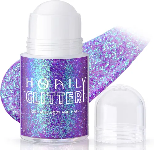 Miniatura 24 de HOSAILY Gel con Purpurina Negro Roll-on para Cara y Cabello, Pintura Facial con Purpurina Holográfica Camaleón que Cambia de Color para Halloween