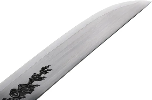 Miniatura 9 de Hoja de crisantemo japonesa real hecha a mano tanto corta katana samurái real de 13 pulgadas 1065 hoja de acero de resorte de acero de espiga