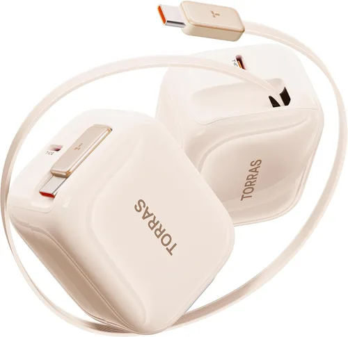 Miniatura 12 de Torras FlexLine Cargador retráctil, 35 W GaN III USB-C bloque de cargador con puertos duales, cargador de teléfono de carga rápida para iPhone