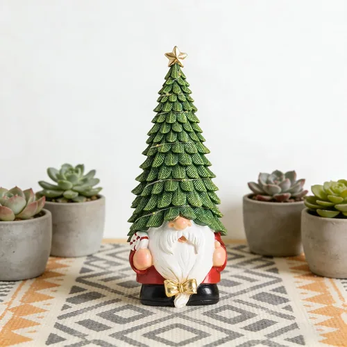 Miniatura 5 de Figura de gnomo caprichoso de 11.4 pulgadas, decoración de sombrero de árbol brillante, acento acogedor para el hogar y el patio para todos los días