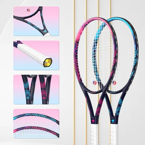 Miniatura 3 de Raqueta de tenis para 2 jugadores adultos, perfecta para principiantes y jugadores profesionales, raqueta de tenis de velocidad de 27", incluye