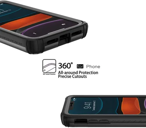 Miniatura 5 de WeLoveCase para iPhone 11 Estuche tipo billetera Defender con portatarjetas, cubierta con espejo oculto, tres capas, a prueba de golpes, protección