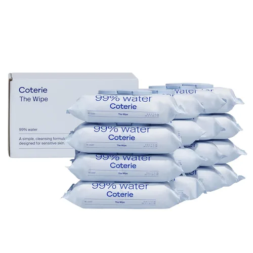 Miniatura 7 de Coterie Toallitas para bebé para piel sensible, fibras a base de plantas y libres de plástico, 99% agua, hipoalergénicas, pH equilibrado, sin