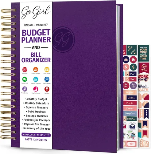 Miniatura 11 de GoGirl Planificador de presupuesto y organizador mensual de facturas, libro financiero mensual con bolsillos. Cuaderno de seguimiento de gastos