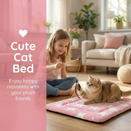 Miniatura 2 de Tapete de cama para gatos y perros, tapete reversible para jaula de perro, suave y transpirable, cama duradera para perros y gatos extra pequeños