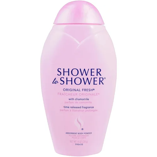 Shower to Shower Polvo corporal fresco original con manzanilla para hombres y mujeres, sin talco, absorbe el sudor, evita rozaduras y olores,