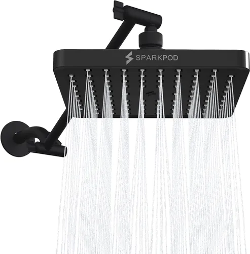 Miniatura 20 de SparkPod Cabezal de ducha tipo lluvia cuadrado con brazo de extensión, cabezal de ducha de altura ajustable con rendimiento de alta presión, fácil