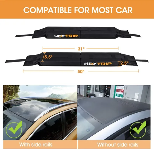 Miniatura 6 de HEYTRIP Almohadillas Universales Suaves para Portaequipajes de Techo para Kayak/Tabla de Surf/SUP/Canoa con Correas de Amarre de 15 Pies y Bolsa
