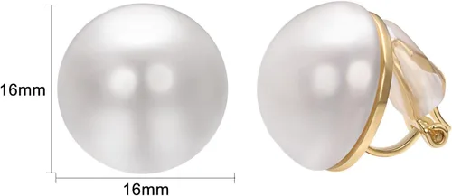 Miniatura 23 de Yoursfs Aretes de clip de perlas blancas grandes para mujer, chapados en oro de 18 quilates, hipoalergénicos, sin perforaciones, joyería brillante
