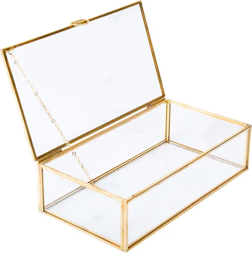 HighFree Caja de vidrio vintage con tapa, caja de exhibición de cristal transparente para joyas, caja de recuerdo, decoración del hogar, caja