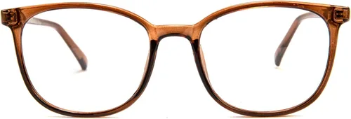 Miniatura 3 de FONHCOO - Lentes con bloqueo de luz azul de moda, redondos, TR90, transparentes, gafas anti UV para computadora para mujeres y hombres Marrón oscuro