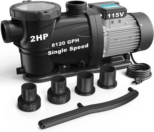 Miniatura 9 de Bomba de Piscina para Dentro y Sobre el Suelo, Autocebante de Alto Flujo (con Temporizador, 1.5HP, 7350 GPH, 115V)