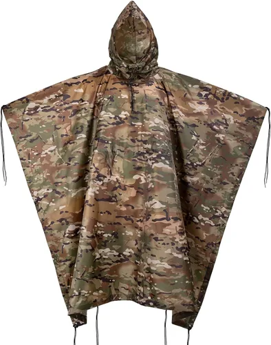 Miniatura 5 de GRVCN Poncho de lluvia militar, impermeable de camuflaje impermeable ligero al aire libre