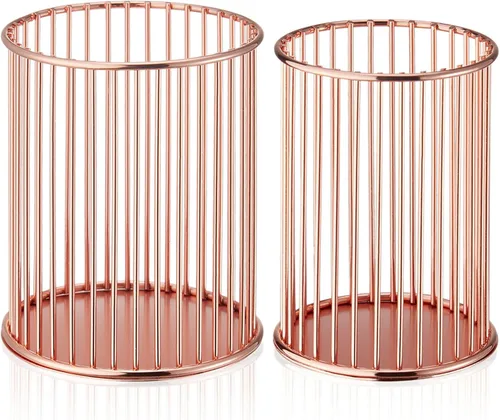 Miniatura 7 de 2 juegos de soportes metálicos para bolígrafos para escritorio, brochas de maquillaje, portavasos, portalápices, taza para bolígrafos, organizador