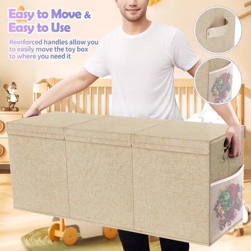 Miniatura 5 de Mabahoo Caja de Juguetes Extra Grande, Cofre de Juguetes Plegable y Resistente para Niños y Niñas, 40"x14"x16" Organizador de Almacenamiento