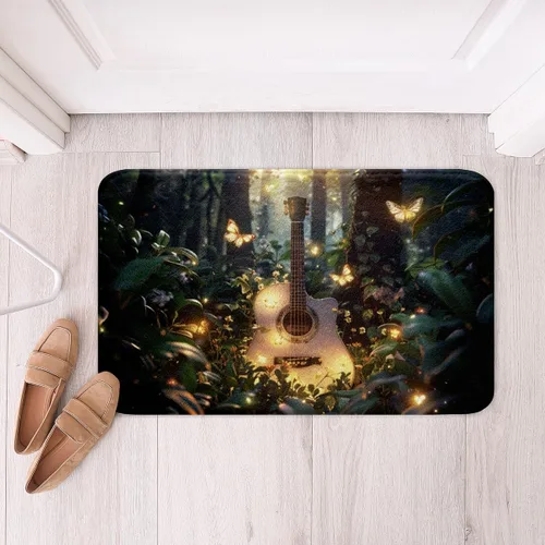 Miniatura 6 de Alfombra de baño de guitarra roja, antideslizante con música hip pop, decoración del hogar, para interiores y niñas, diseño de guitarra roja, tapete